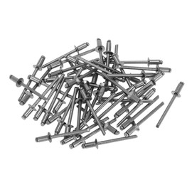 RATCHROLL 50 Pcs Open End Large Flange Blind Rivets 4mm Grip Diameter 6mm Grip Length 8mm Flange Diameter Silver Tone Stainless Steel