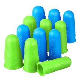 Finger Protectors,12 Pieces, Silicone Finger Protectors, 3 Sizes Rubber Fingers Thimble Protectors Guard Tips Caps Pads Cover for Hot Glue Gun | Embroidery | Sewing | Cutting| Sorting Task -Blue Green