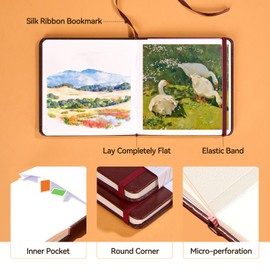 Paul Rubens Square Watercolor Journal, 2 Pack, 40 Sheets, 100% Cotton, Acid Free, Cold Press, Watercolor Sketchbook, 4.72 x 4.72 Inches, 140 lb, 300gsm for Watercolor, Gouache, Acrylic