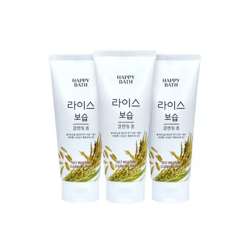 Happybath 해피바스 라이스 보습 클렌징폼 200g 3개팩 Happy Bath Rice