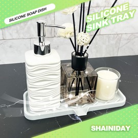 SHAINIDAY 1 Piece Silicone Soap Dish, Sponge Holder, Kitchen Sink, Bathroom, Shower, Bath Tub Self Drain Soap Tray, Self Dry Sink Organizer Dispenser (9x3.5 Inch, Grey)