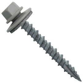 Metal Roofing Screws: (250) 10 x 1-1/2" ABC Gray Hex Head Sheet Metal Roof Screw. Self Starting Metal to Wood siding Screws. EPDM Washer. Colored Head