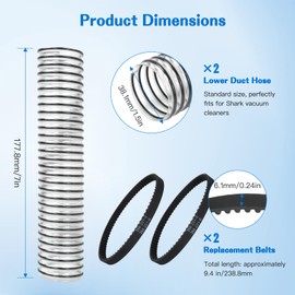 Welsdolk Vacuum Cleaner Replacement Lower Duct Hose and Belt Set Compatible with Shark NV750W, NV752, NV752BRN, NV753C, NV650W, NV652, NV652C, NV500 - Pack of 2