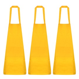 sourcing map 3pcs Kitchen Cooking Aprons 75x65cm Polyester Artist Painting Apron with 2 Pockets for Women Men Chef Home Kitchen Restaurant Craft Garden Cooking, Yellow