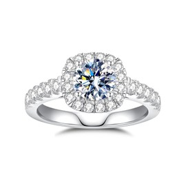 VYVAO Moissanite Rings for Women, 1.54CTTW (1CT Center) Round Cut D Color VVS1 Lab Created Diamond Promise Ring S925 Sterling Silver with 18K White Gold Plated Women's Engagement Anniversary Rings,