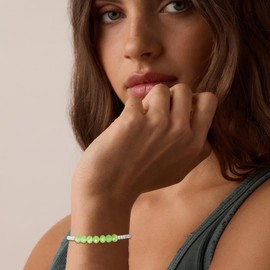 MUCCA August Birthstone Bracelets for Womens Adjustable 925 Sterling Silver Bracelet Natural Peridot Crystal Birthstone Jewelry Stylish August Birthday Gifts for Women and Friend