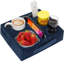 G GOOD GAIN Couch Cup Holder Pillow-Sofa Cup Holder Cozy Buddy | Bed Drink Caddy Holds Tablet, Remote, Snacks | Waterproof Anti-Spill Sofa Beverage Tray for Car, Park, Beach, Picnic, Boat, RV(Navy)