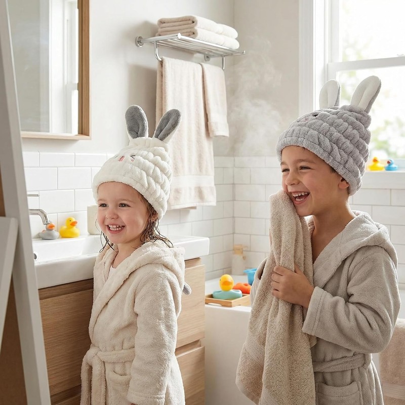 2 Piezas Gorro Secado Rápido para Niñas Toalla Absorbente de