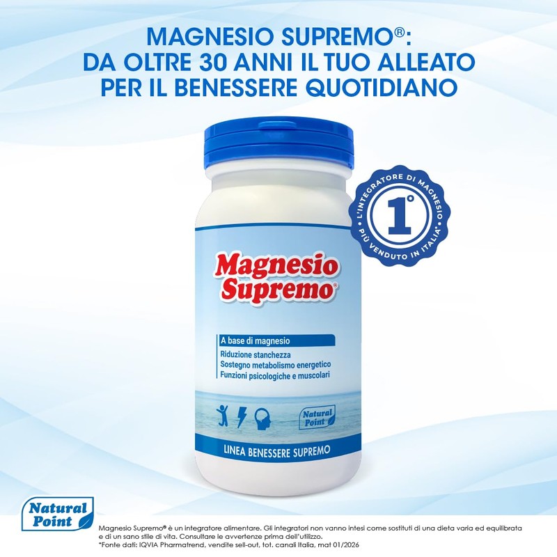 Magnesio Supremo Integratore Alimentare Elevato Assorbimento 350 g, 2x175 g