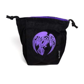 Reversible Large Microfiber Dice Bag – Self Standing and Holds Over 250 Polyhedral Dice with Drawstring Tie – Multiple Designs Available (Raven)
