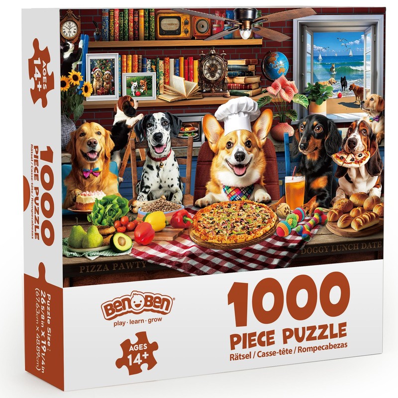 BenBen Puzzles for Adults 1000 Pieces, Dogs' Dinner Party, Dog