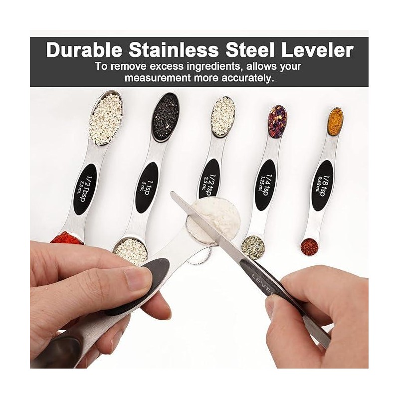 7-Piece Magnetic Measuring Spoons Set – Dual-Sided Stainless Steel, Small