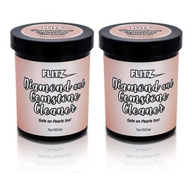 Flitz Diamond and Gemstone Jewelry Cleaner, Safe on Pearls, No Harsh Chemicals, Instantly Revives Dull Discolored Jewelry, Perfect for Gold, Diamonds, Sterling Silver, 7 oz Jar w/Tray + Brush (2-PACK)