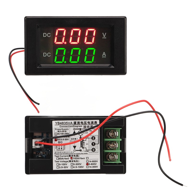 YB4835VA Digital Voltmeter Ammeter DC 600V 100A Decimal Point Automatic