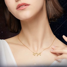 2Pcs Zodiac Necklace 12 Constellation Necklace CZ Astrology Astrology Zodiac Star Necklace Birthday Gifts for Women Girl