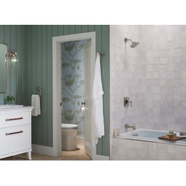 KOHLER 27406-2MB Riff Wall-Mount Bath Spout with Diverter and Slip-Fit Connection, Bathtub Faucet, Vibrant Brushed Moderne Brass