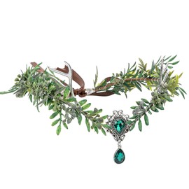 MOSTORY Green Flower Fairy Crown - Woodland Antler Elf Crown for Renaissance Accessories Women, Forest Floral Headpiece for Renfaire Outfit Cosplay Fantasy Aesthetic Photo Shoot