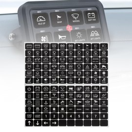 Switch Panel Sticker Kit for 6/8/12 Gang Control Button - Dashboard Label Decal Set for Car Boat RV Truck Vehicle Marine, 120 Pcs (Horizontal Stickers with Round Corner)