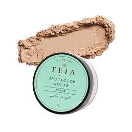 TEIA COSMETICOS Protector facial en polvo FPS30 matificante con color 100% mineral (Medio)