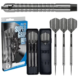 Harrows SUPERGRIP 90% Tungsten Steel Tip Darts Set. Available in 21g, 22g, 23g, 24g, 25g, 26g, 28g & 30g - Includes Supergrip Shafts, Supergrip Flights & Travel Case (30g)