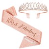 SZHUIHER 100th Birthday Sash & Tiara, Rose Gold Birthday Sash,