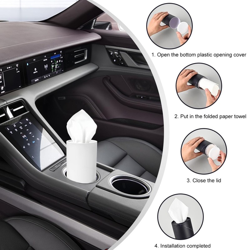 DXNQ 4 PCS Car Tissues Holder, Car Cup Holder Refillable