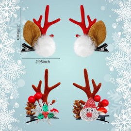 Christmas Hair Clip, 4 Pieces Christmas Hair Accessories, Christmas Antlers Hairpin, Hair Accessories Christmas Children, Christmas Girls Hair Accessories Set, Hair Accessories for Women and Girls (A)