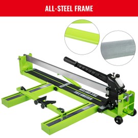 Happybuy 31.5-Inch Manual Tile Cutter, Ceramic & Porcelain Tile Cutting Machine, 1.4-Inch Max Thickness, Laser Guide, All-Steel Frame, Spare Cutter Wheels