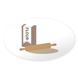 CafePress Rolling Pin & Flour Sticker Sticker (Oval 50 pk)