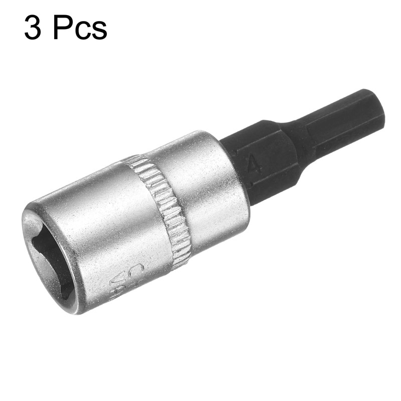 sourcing map 3pcs H4 Hex Bit Socket 1/4" Square Drive