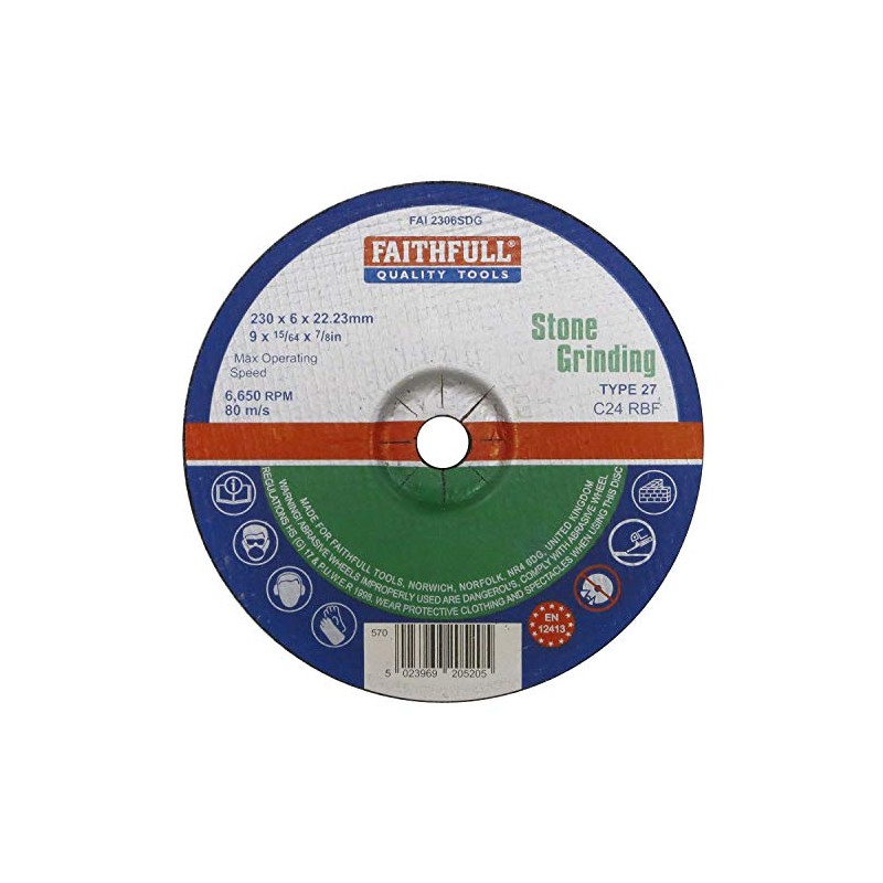 Faithfull FAI2306SDG Stone Grinding Disc Depressed Centre 230 x 6