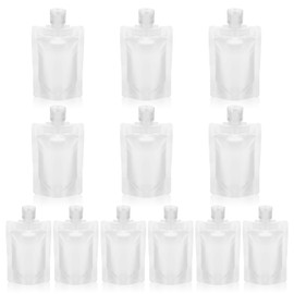 12 Pcs Travel Pouches for Toiletries Refillable Stand Up Pouches with Labels, TSA Approved Portable Travels-Size, Refillable Travel-Accessories for Shampoo/Conditioner/Lotion (1.7 &3.4 oz)