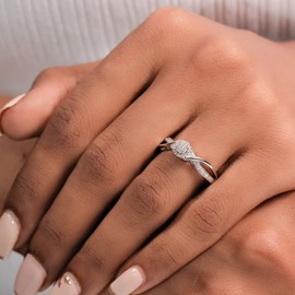 Cali Trove 925 Sterling SIlver 1/10ct Round White Natural Diamond Cluster Promise Ring for Women