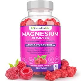 Essentialife Magnesium Gummies Pure Magnesium 100mg per Serving for Sleep and Clam - 850mg Blend of Magnesium Glycinate Citrate - Wake Up Energized with Magnesium Supports Digestion - 60 Count