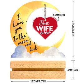 Best Wife Ever Gifts,Gift for Wife from Husband,Romantic Gifts for Wife Birthday Christmas Valentine's Mother's Day,I Love You to the Moon and Back Gift Moon Sign Acrylic Plaque
