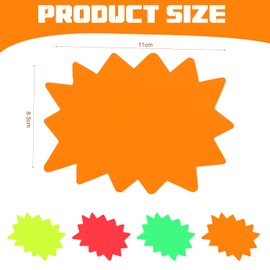 Aruicheng Price Tags, Pack of 40, Fluorescent Starburst Signs, Blank Price Labels, Price Tags for Retail, Shop, Supermarkets, Party Favors, 11 x 8.5 cm