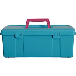 Whitefurze Utility Box with Pink Handle, Aqua, 5 Litre