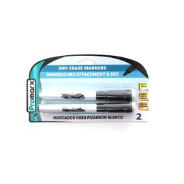 Promarx Dry Erase Markers with Grip and Built-In Eraser Tip, Black, 2 Count