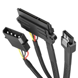 KabelDirekt 30cm 22-pin SATA to 4-pin Molex power cable and 60cm 7-pin SATA 3 data cable 6 Gbit/s