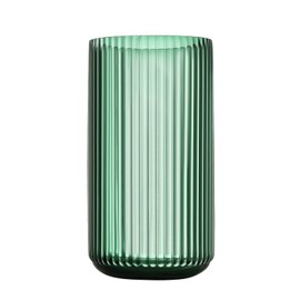 Dinyeo Large Cylinder Ribbed Green Glass Flower Vase for Farmhouse Dining Table Centerpieces Decor