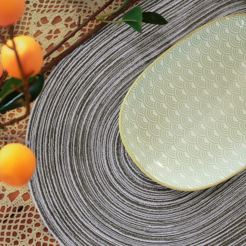 Noctiflorous Oval Braided Placemats 12x18 Inch Table Mats Set of