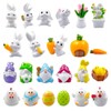 Easter Mini Rabbit Figurines 23pcs Bunny Gnomes Egg Resin Miniatures