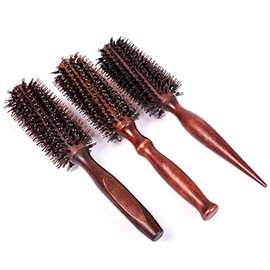 Juego de cepillos premium 3 en 1 para mujeres y hombres: cepillo de pelo redondo de cerdas de jabalí natural, cepillo de peinado de alfiler, peine de 