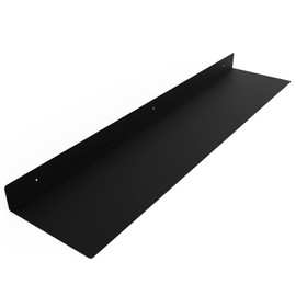 DIY CARTEL Linear Floating Shelf - Forged Raw Blackened Steel - Industrial Heavy Duty Metal Wall Mounted Modern Rustic Shelf - Made in The USA (36-inch x 8-inch Black)