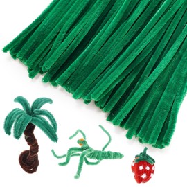 Caydo 200 piezas verde fluorescente limpiapipas tallos de chenilla flexibles para niños proyectos de manualidades y decoración, 12 pulgadas x 6 mm