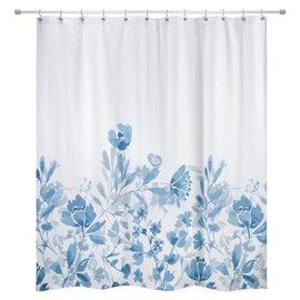 IZOD - Shower Curtain, Twill Fabric Curtain, Floral Bathroom Decor, Dorm Room Essentials (Mystic Blue, 72")