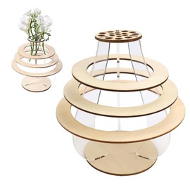 Vase for Wooden Puzzle Flowers, 3D Wooden Flower Vase for Wooden Puzzle Bouquet Building Kit, Stand for Roses, Orchid Plants Flowers, Gift for Home Table Decoration for Flower Lovers