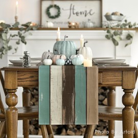 Artoid Mode Blue Planken Antique Old Rustic Wood Autumn Table Runner, Seasonal Kitchen Table Decoration, Indoor, Holiday, Party Decor, 40 x 240 cm