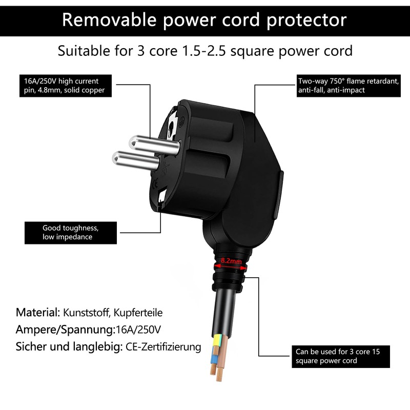 Schuko Plug 250 V/16 A Euro Plug Power Plug Angle