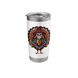 Dia De Los Muertos Sugar Skull Turkey Mexican Thanksgivings Stainless Steel Insulated Tumbler